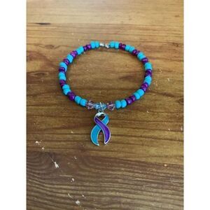 Handmade Purple and Teal Suicide Awareness Bracelet, Suicide Prevention Bracelet